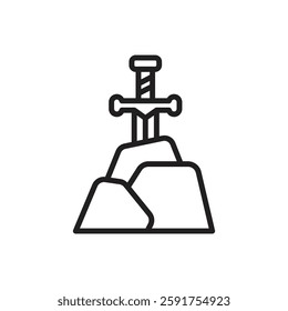 Fairytale Sword Outline Icon Vector Illustration
