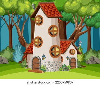 Märchenturm auf Märchenwald-Illustration