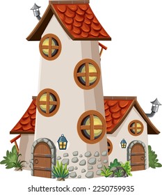 Fairytale tower on white background illustration
