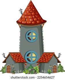 Fairytale tower on white background illustration