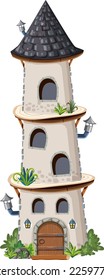 Fairytale tower on white background illustration