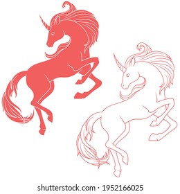 Fairytale unicorn vector design, cute magical creature, childish style unicorn silhouette