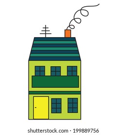 fairytale vector house symbol antenna on the white background