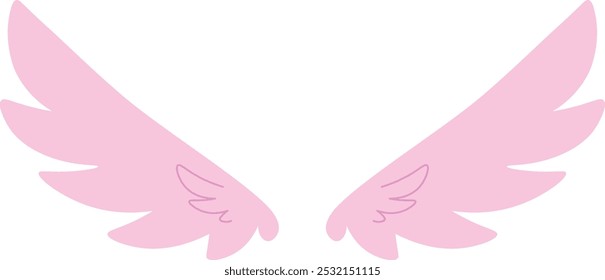 Fairytale wings. Flying animal symbol. Cute pink feathers