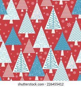 Fairytale winter forest - christmas vector seamless pattern