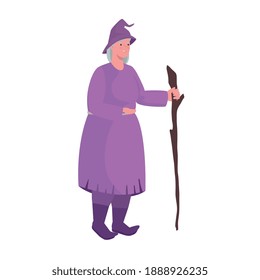 Fairytale witch cartoon design, Fantasy magic and medieval theme Vector illustration