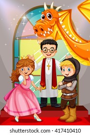 Fairytales characters in the church illustration