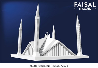 Faisal Masjid en Islamabad Pakistán: Diseño detallado de vectores