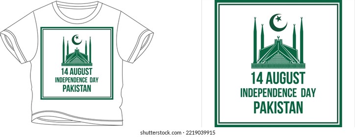 Faisal Mosque 14 ausgust Independence Day Pakistan t-shirt design background color is a white and t-shirt color is a white beautiful color and beautiful design