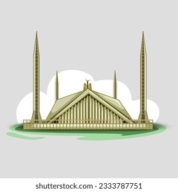 Faisal mosque. Famous Landmark of Pakistan. abstract Vector illustration