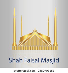 Faisal Mosque in golden color vector art, Icons, shah faisal masjid,