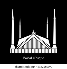 Faisal Mosque Icon – Shah Faisal Masjid Vector Illustration for Editorial Use ony