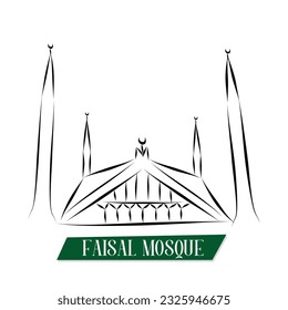 Banner de diseño vectorial de la Mezquita Faisal y 14 de agosto Día de la Independencia de Pakistán