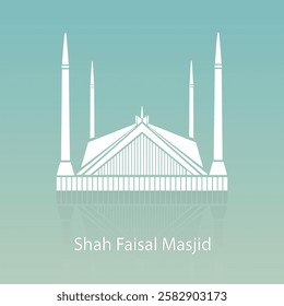 Faisal Mosque in white color vector art, Icons, shah faisal masjid,