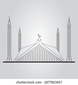 Línea de arte de las mezquitas de Faisal, vector