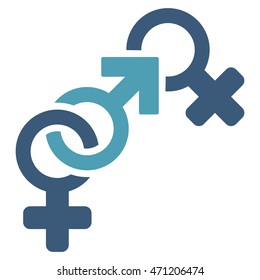 Faith Breach icon. Vector style is bicolor flat iconic symbol with rounded angles, cyan and blue colors, white background.