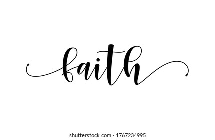 faith calligraphy text with swashes vector 