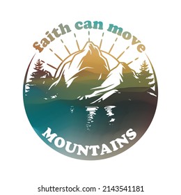 Faith Can Move Mountains Illustration Clip Art Design Shape. Religion Silhouette Icon Vector.