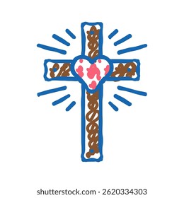 fé cristandade doodle ícone esboço vetor. fé cristandade sinal. símbolo isolado ilustração