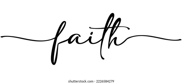 Faith - Christmas Christian word Continuous one line calligraphy Minimalistic handwriting with white background