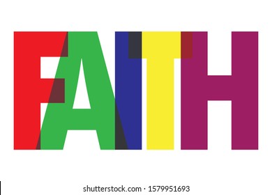 Faith colourfull lettering typographic vector design of word Faith inspirational qoute vector design on white background