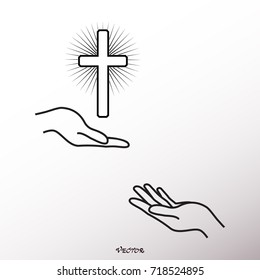 Faith concept. Supporting Religion. Icon, isolated on white background, flat style.