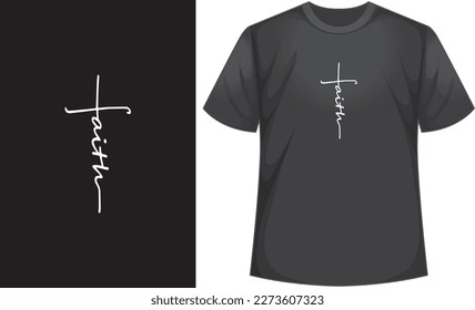 Faith cross bible verse christian t-shirt design illustration vector