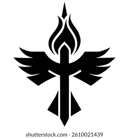 Faith Cross with Flame and Dove Motif