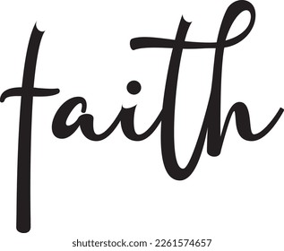 Faith cross, Religious word, Christian card, Stylized Text, vector illustration