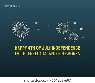 Fé Liberdade e fogos de artifício 4 de julho Independência Design