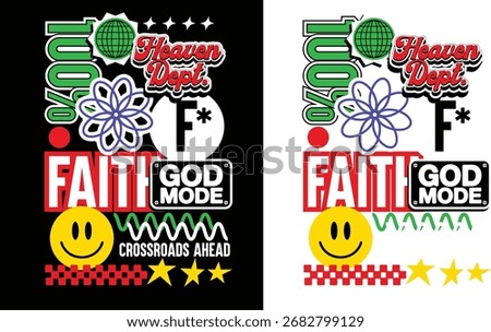 Faith and God Mode Patch Design – Retro Typography Crossroads Ahead Religious Badge