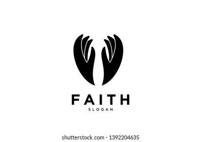 Faith hand pray logo icon designs vector illustration