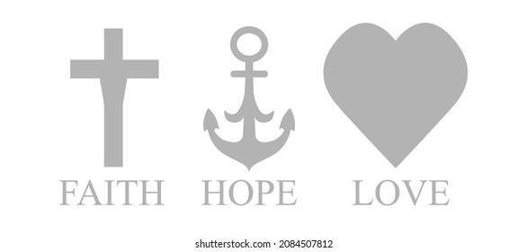 Faith Hope Love Concept Image, Vector Illustration