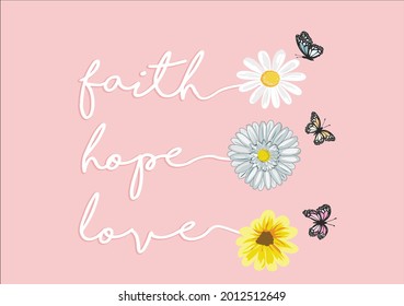 faith hope love flower vector butterfly 