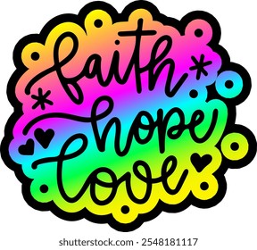 faith hope love merry christmas greeting rainbow colorful bright vibrant graphic design