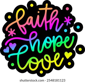 faith hope love merry christmas greeting rainbow colorful bright vibrant graphic design