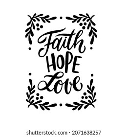 Faith Hope Love Poster Hand Drawn Stock Vector (Royalty Free ...