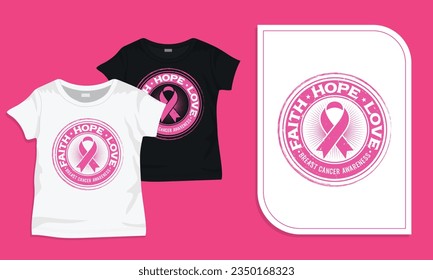 Faith hope love vintage badge breast cancer awareness t-shirt