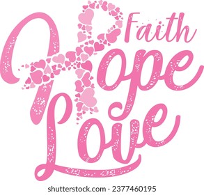 Faith Hope Love-Breast Cancer T-shirt Design With Vector