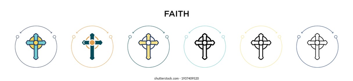 Faith icon in filled, thin line, outline and stroke style. Vector illustration of two colored and black faith vector icons designs can be used for mobile, ui, web