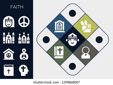  faith icon set. 13 filled faith icons. Simple modern icons about  - Priest, Bible, Faith, Peace, Church, Nun, Tombstone