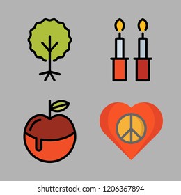 faith icon set. vector set about hebrew and heart icons set.
