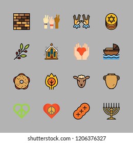 faith icon set. vector set about heart, peace, kabbalah and church icons set.