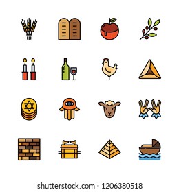 faith icon set. vector set about kabbalah, hebrew and judaism icons set.