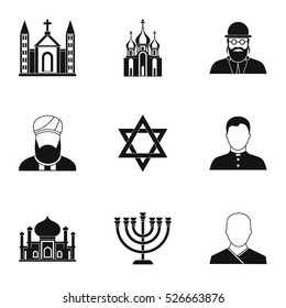 Faith icons set. Simple illustration of 9 faith vector icons for web