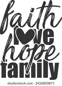 Faith Love Hope Family - Family Illustration