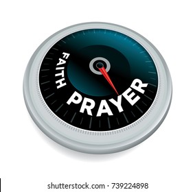 A faith and prayer dial meter odometer concept illustration isolated on white. Vector EPS 10 available.