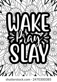 Faith Quotes Flower Coloring Page Beautiful black and white illustration for adult coloring book