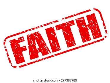Faith red stamp text on white
