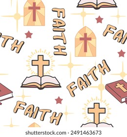 Faith and Scripture Light Seamless Christian Art. Perfect for conveying themes of hope, spirituality, and divine light. Ideal for religious materials, inspirational designs, and Christian faith.